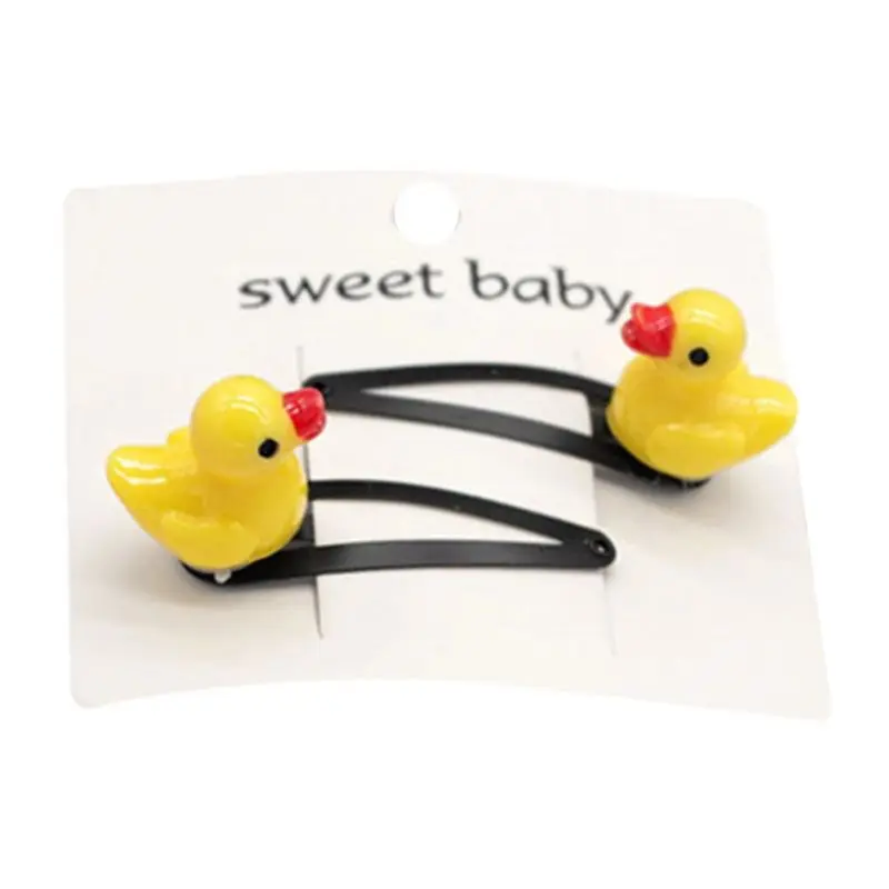 

2Pcs/Pair Children Girls Delicate Handmade Hair Clips 3D Cartoon Duck Fruits Flower Metal Snap Hairpins Barrettes Party Casual H