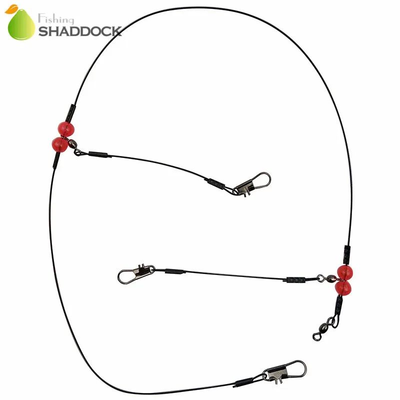 

12pcs Nylon Coated Stainless Steel Fishing Line 60cm 2 Arm Black Wire Leaders Trace Fishing Steel Wire With Swivel Snap