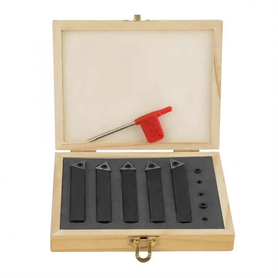 

Carbide Turning Tool 5Pcs 1/2" Indexable Carbide Insert Lathe Tools Set Turning Tools Kit with Box