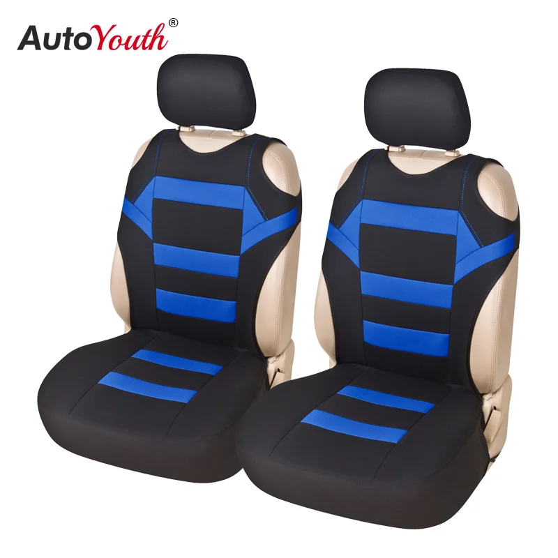 

T Shirt Design 2 Pieces Front Seat Covers With Polyester fabric Seat Protector For Auto Breathable Comfortable Gray/Blue/RED