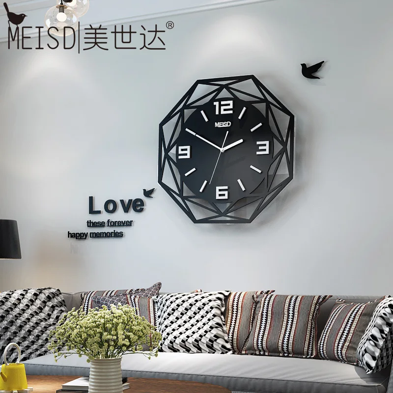 MEISD креативные геометрические бесшумные большие акриловые 3D настенные часы, цифровые Современные Стильные черные кварцевые Подвесные часы с наклейками на стену