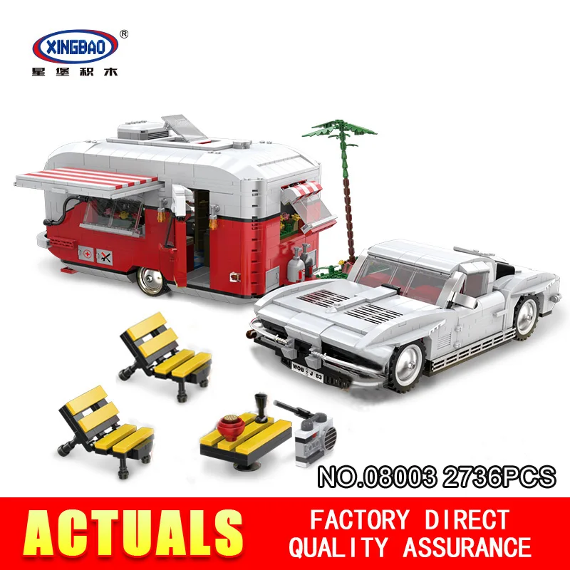 

XingBao 08003 2436Pcs New Creative Series The MOC Camper Set Children Educational Building Blocks Bricks Toys Model Funny Gifts