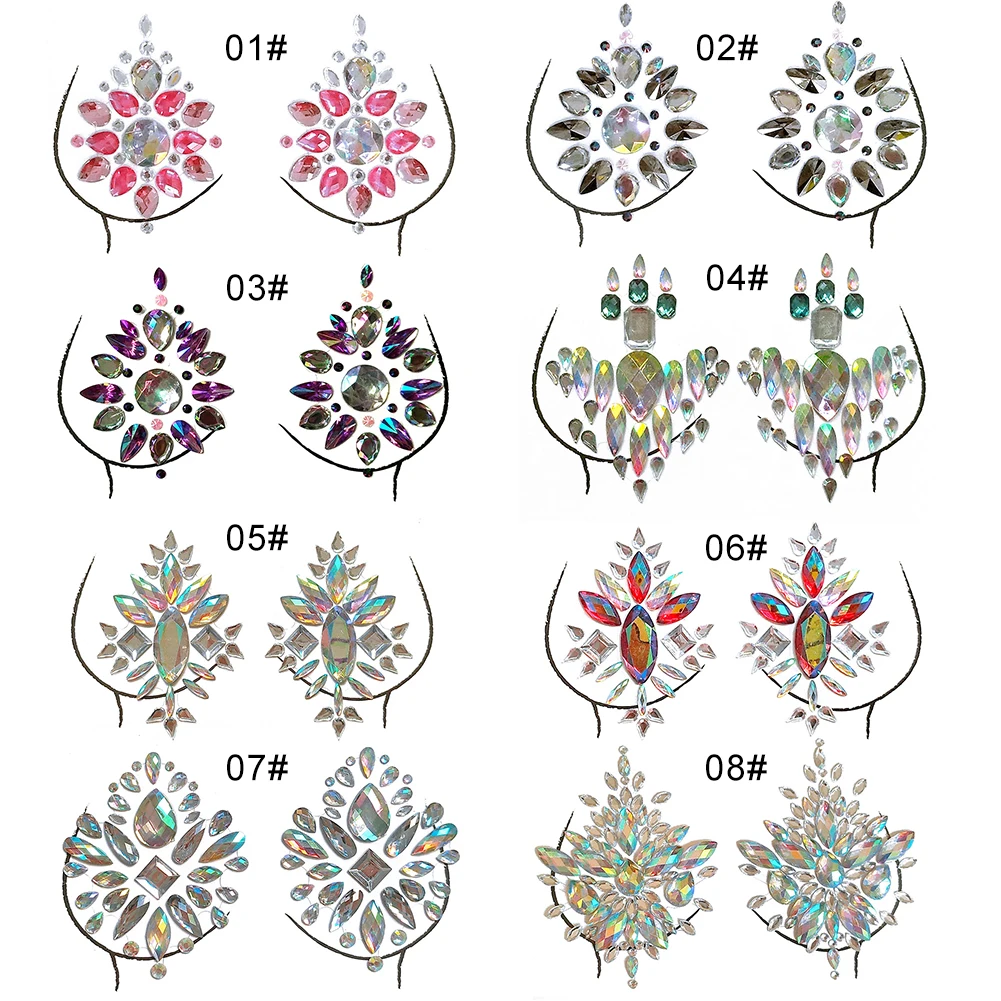 Смола горный хрусталь грудь блеск наклейка для женщин горный хрусталь тело грудь Татуировка наклейка украшение вечерние фестиваль партия
