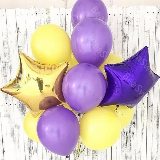 11pcs Lot 10 Inch Matt Purple Latex Helium Balloons Bunch With 18 11pcs Lot 10 Inch Matt Purple Latex Helium Balloons Bunch With 18 Gold Star Wedding Baby Mermaid Birthday Party Decor
