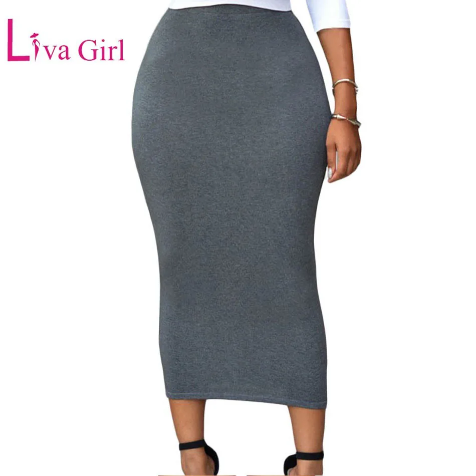 Hot Sale Pencil Skirt Jupe Femme Midi Long Skirts For Women Sexy Bodycon Skirt Elastic High Waist Casual Women Package Hip Skirt Skirts