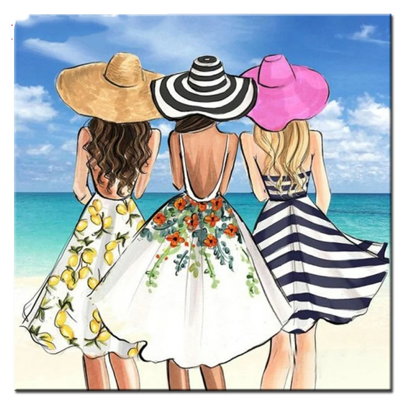 

5D Diamond embroidery Seaside view Girl square /round DIY diamond painting cross stitch home decor painting crystal RT021