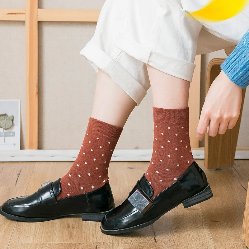 

Cotton women dot socks long fashion crew anti ankle japanase style socks for ladies girls style socks 1pairs