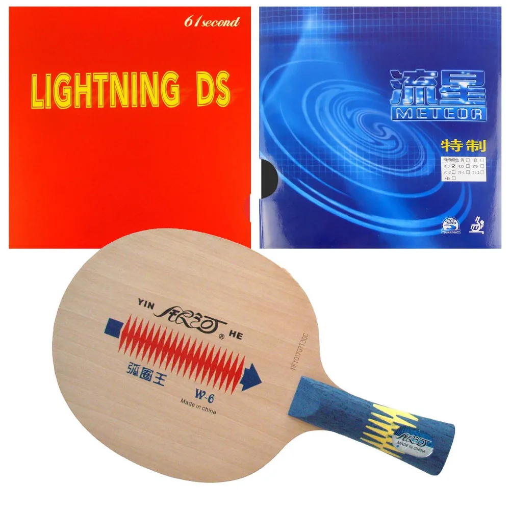 

Galaxy YINHE W-6 Blade With Meteor 813-W and 61second Lightning DS NON-TACKY Rubbers for a Racket Shakehand long handle FL