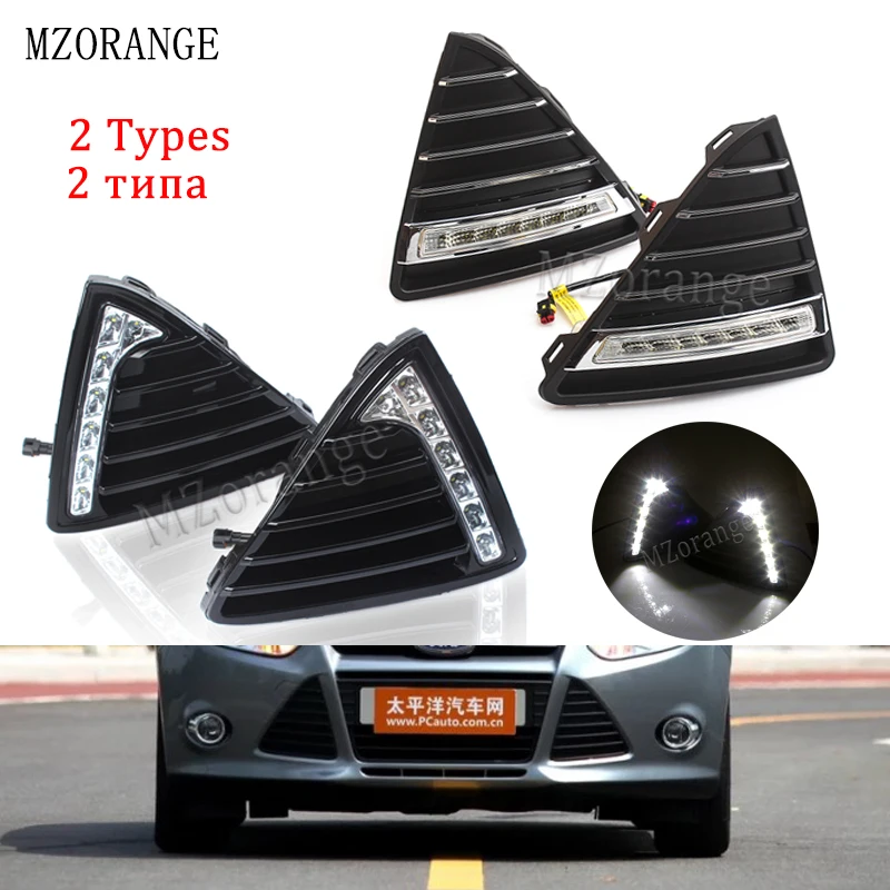 

MZORANGE For Ford Focus 3 MK3 2012 2013 2014 DRL Daytime Running Lights LED Daylight Fog Lamp Waterproof Dimming Style Relay