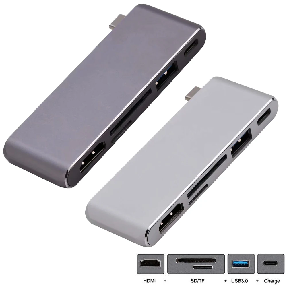 

Type C to HDMI USB3.0 HUB USB-C Charging SD/TF Card Reader Adapter For Macbook Xiaomi
