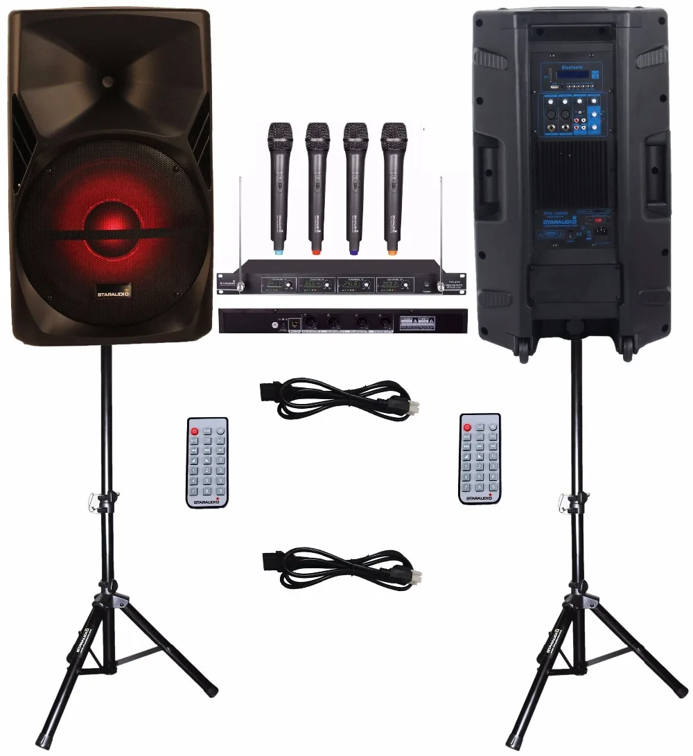 Staraudio 2 шт. 15 &quot3500 Вт PA DJ этап караоке питание активных SD USB BT Колонки w/светло