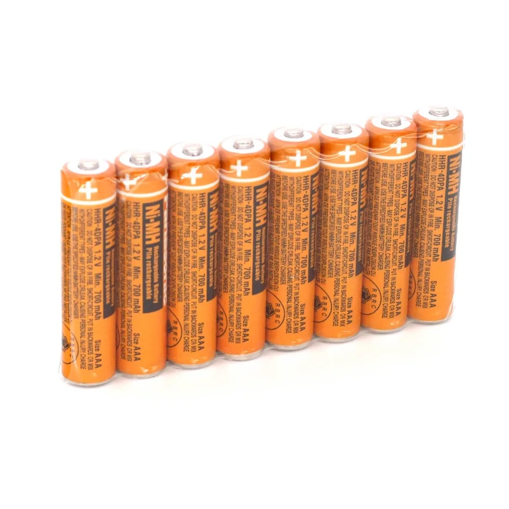 8PCS 700mAh HHR 4DPA AAA 1.2v Rechargeable Battery For panasonic Cordless Phonein Rechargeable