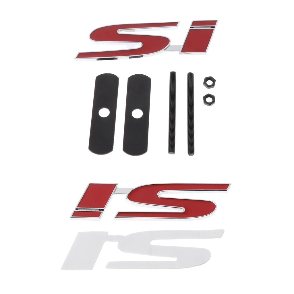 

3D Red SI Car Styling Sticker Badge Front Grille Emblem For Honda Civic Accord