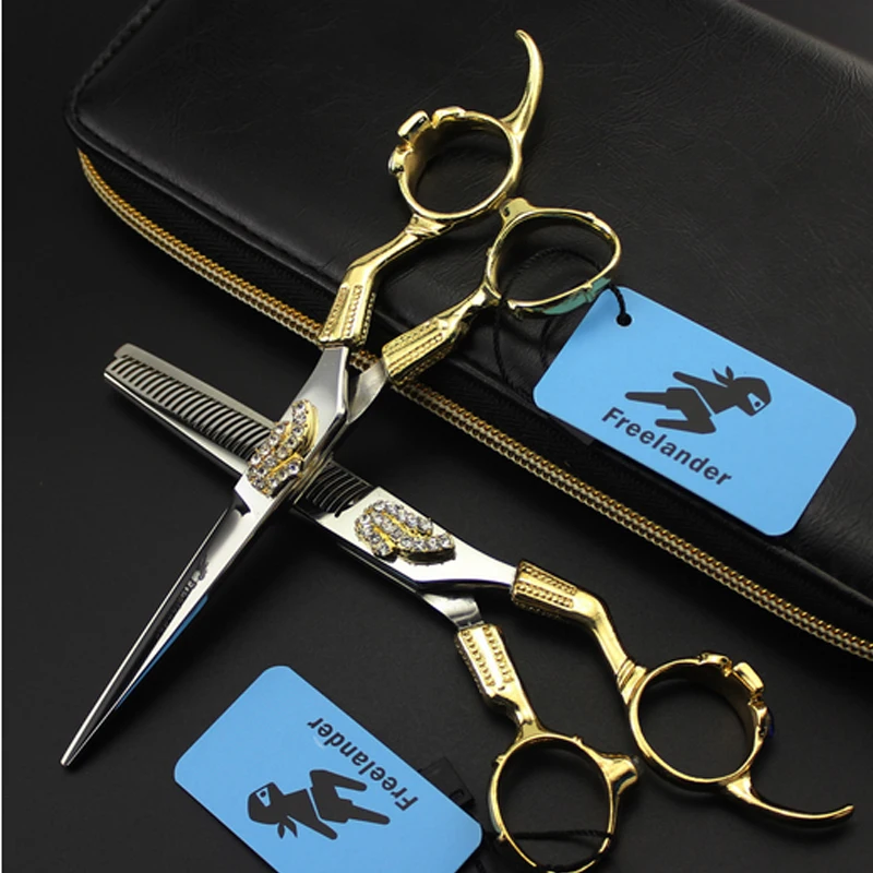 

High quality Freelander titanium 6.0 inch 440C hair Scissors professional salon Hairdressing tool with scissor bag