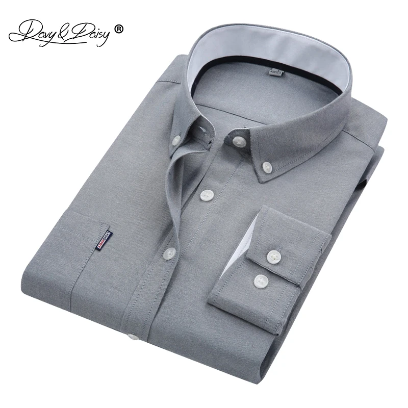 DAVYDAISY جديد الرجال القميص جودة عالية طويلة الأكمام أكسفورد مصمم الصلبة الذكور الرسمي قمصان العلامة التجارية الملابس عارضة قميص رجل DS015