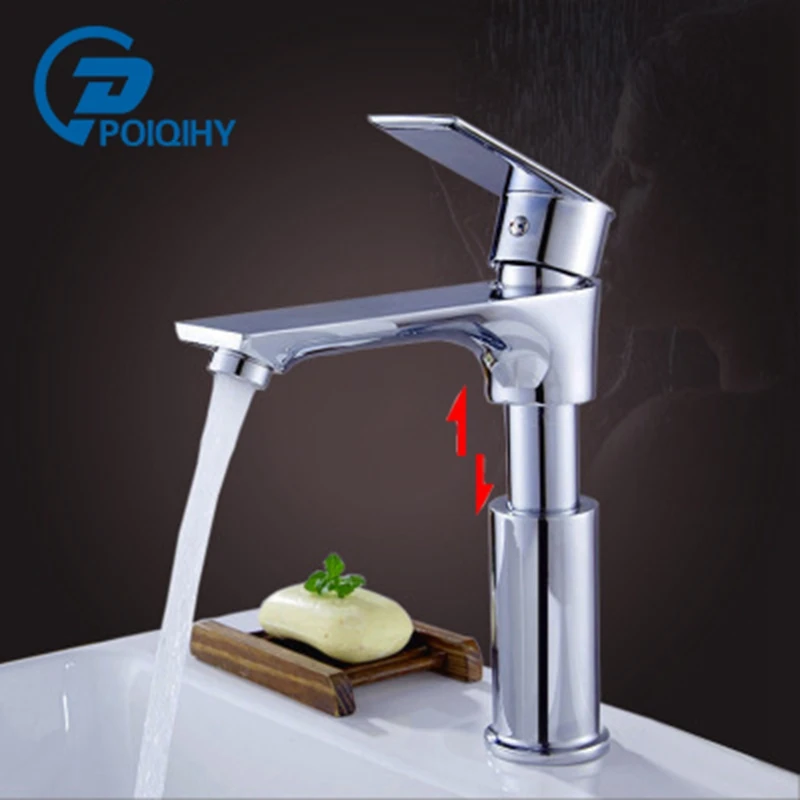Poiqihy Chrome Polished Bathroom Basin Faucet Extension Type
