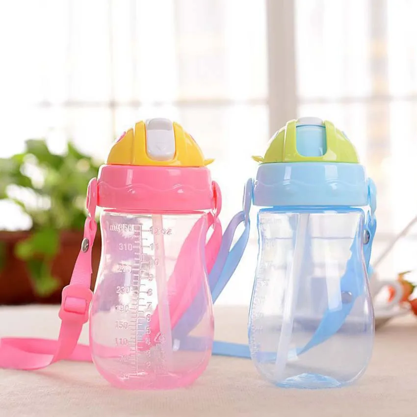 350 мл Портативный Дети Слинг чашей BPA бесплатно полипропилен силикон соломы Todder детей пить бутылок подачи твердого