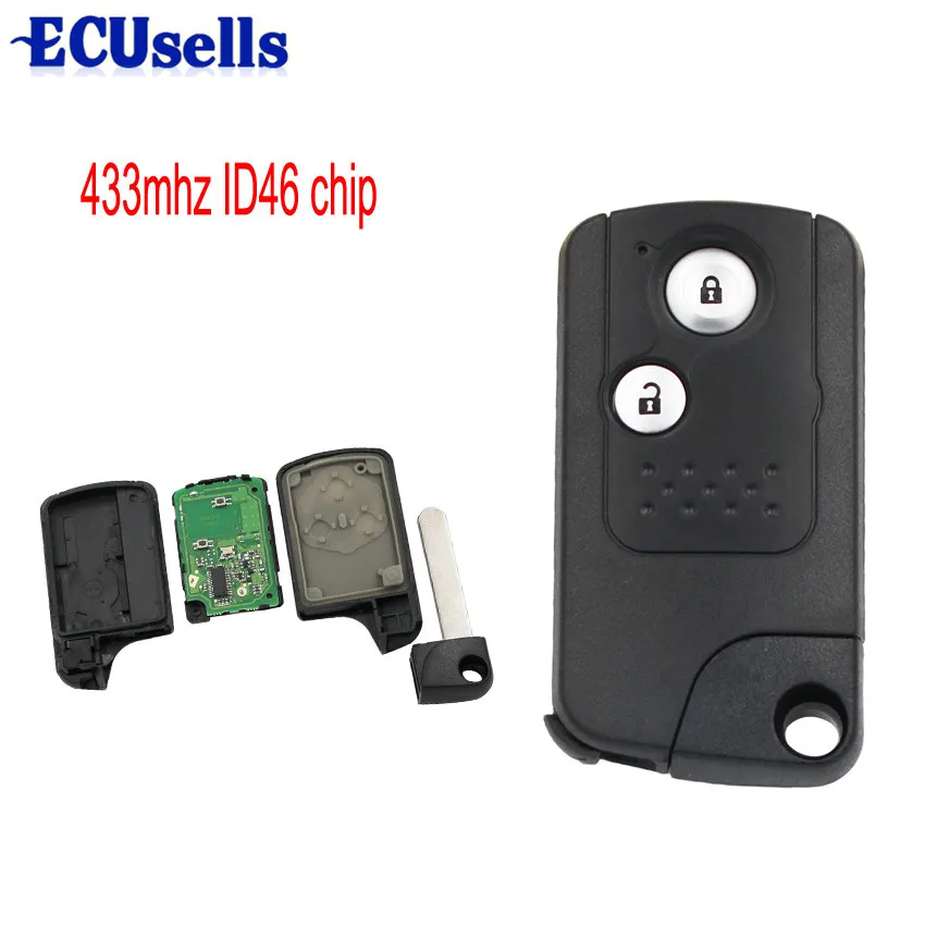 

2 Button Intelligent Smart Remote Key Keyless Entry Fob 433MHZ With ID46 Chip For Honda CRV