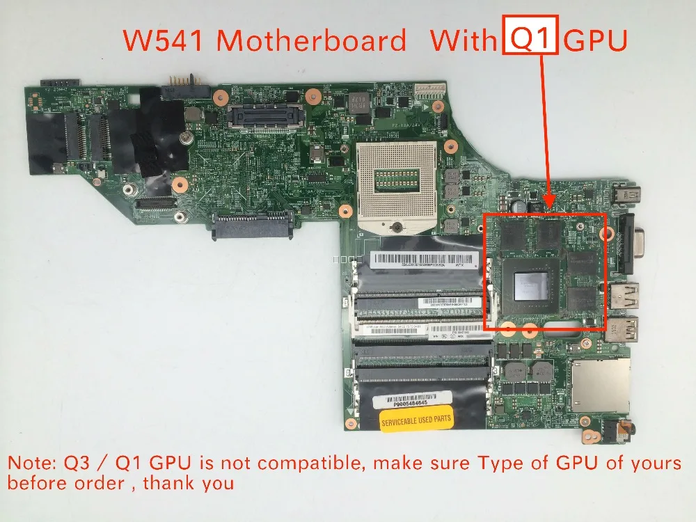 00HW115 For Lenovo Thinkpad W541 W540 Laptop Motherboard with Nvidia Q1