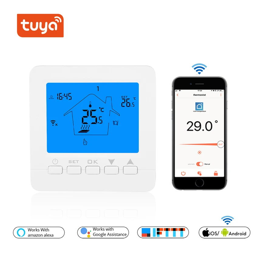 Термостат для 3А водо-и газового котла Напольное отопление wifi термостат для 16А Электрический подогреватель полов умный цифровой термостат - Цвет: Blue Backlight