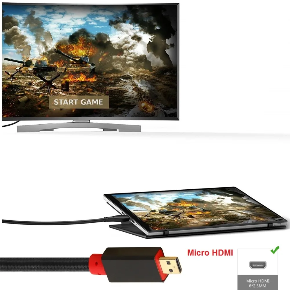 Микро HDMI к HDMI кабель Поддержка 3D 4K 1080P 1 м 2 м 3 м 5 м высокоскоростной Micro HDMI кабель для планшета камеры GoPro Hero к телевизору lcd HD tv