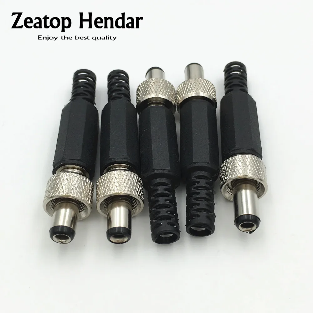 200pcs lockable 5 5mm x 2 5mm dc male power plug with screw nut locking