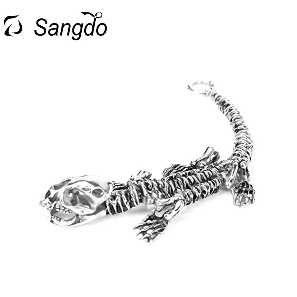 

Sangdo Goth Punk Novelty Stainless Steel Dinosaur Skull Design Bracelet Personality Creative Unisex Fashion Wristband Gift ZK30