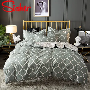 Sisher-Juego de ropa de cama con estampado geométrico, edredón gris y negro de alta calidad, para adultos, edredón nórdico, sin sábana