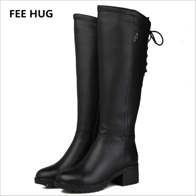 FEE HUG 30 Winter Woman's Boots Natural Wool Genuine Leather Women ...