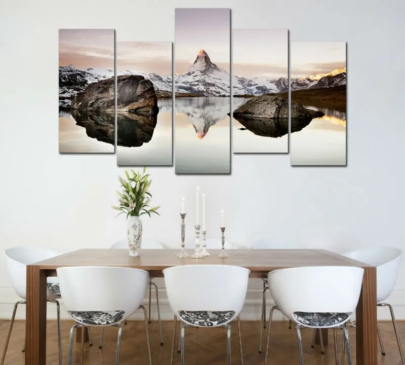 

5pcs art HD Printed matterhorn in alps Painting on canvas room decoration print poster picture canvas Free shipping /PT0547