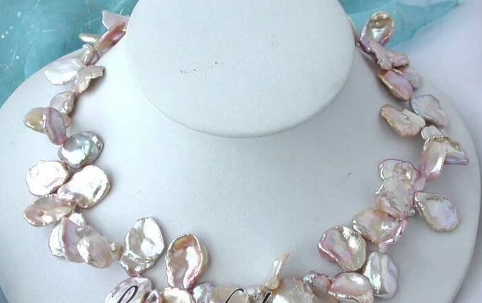 

Miss charm Jew1833 big 17" 20mm baroque lavender keshi reborn pearl necklace AAA