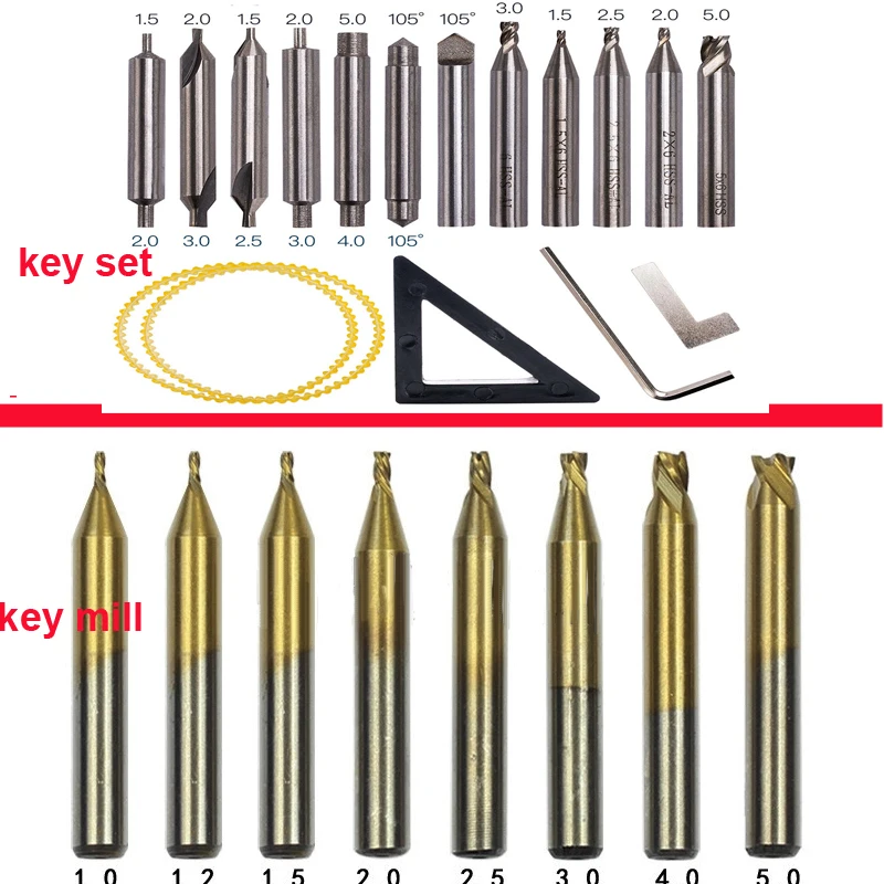 

Titanium Key end mill For Vertical Key Machine Cutter Parts Locksmith Tools 1.0, 1.1, 1.2, 1.5, 2.0, 2.5mm, 3.0mm, 3.5mm, 4.0mm