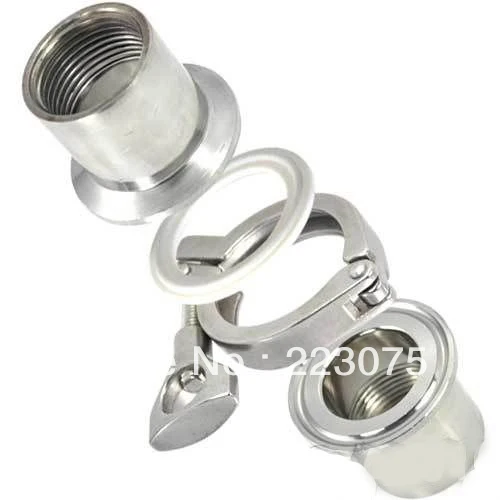 

Free shipping 1.5" SS304 TRI-CLAMP ASSEMBLY (2xSanitary NPT Female Pipe Fitting ++ 1xclamp + 1xgasket) Tube fitting
