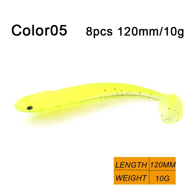 TOMA 8pcs Handmade Soft Fish Artificial Silicone Bait 7cm 9cm 12cm Soft Worm Swimbait Jigging Bass Fishing Lure - Цвет: color05 120mm