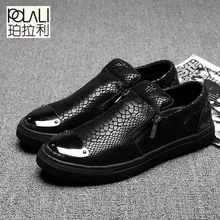 Casual Shoes 2016 Fashion Genuine Leather Loafers Moccasins Slip on Flats Shoes Black golden Sliver 3 Colors