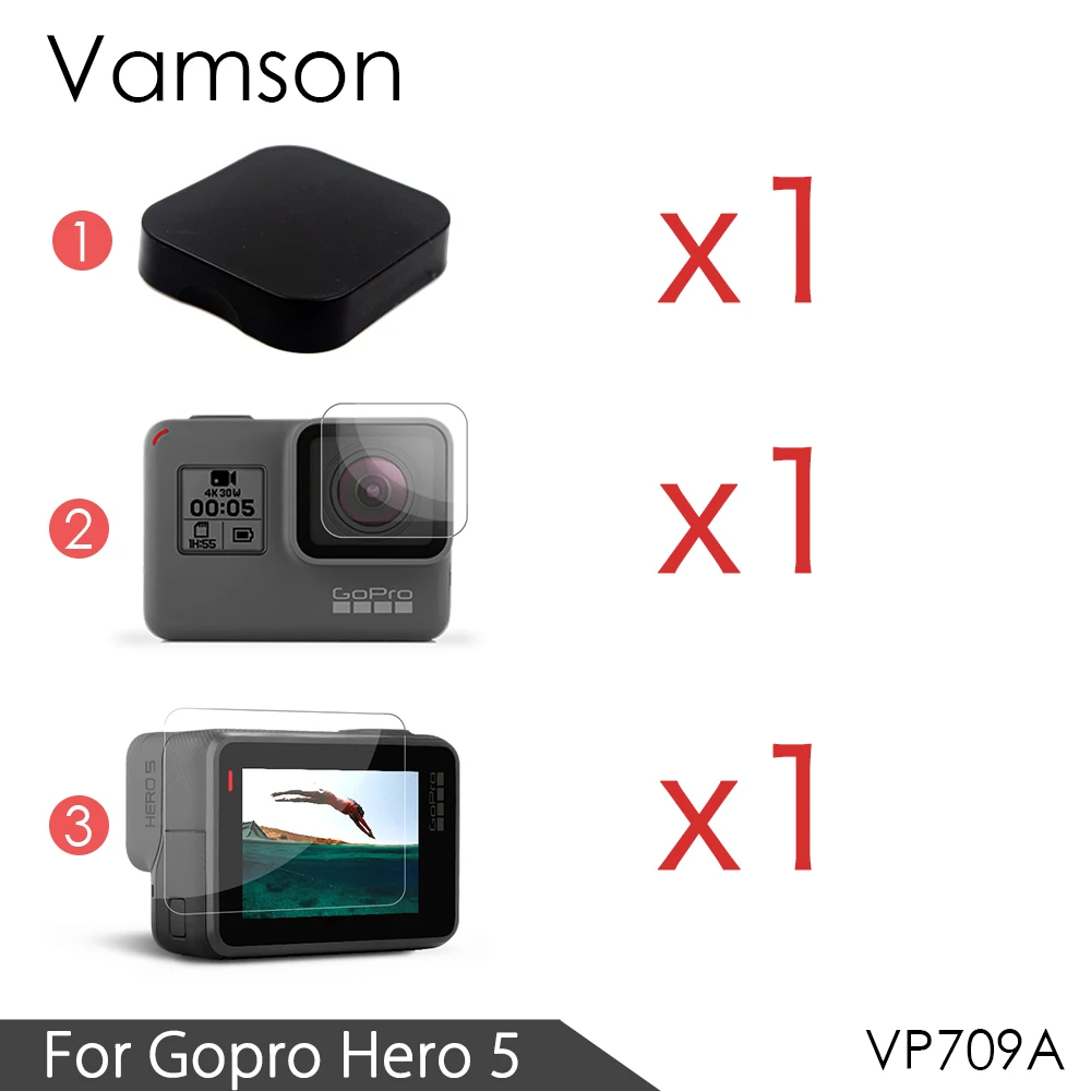 Vamson для Gopro hero 7 6 5 аксессуар защита для экрана объектива Защитная пленка для Gopro hero 7 экшн-камеры VP710 - Цвет: VP709A