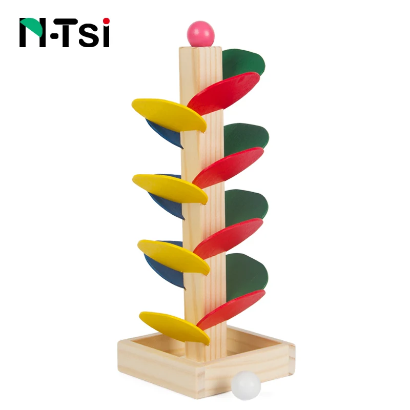 N-Tsi Wooden Tree Marble Ball Run Track Game Building Blocks Educational Baby Kids Toys for Children Christmas Gift baby-building-blocks-wooden
