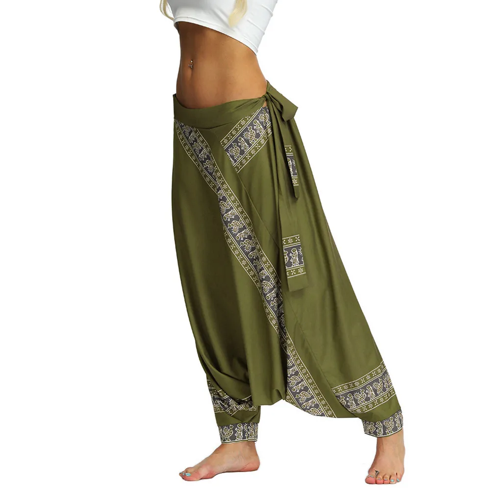 Женские повседневные свободные брюки для йоги, мешковатые, бохо, Аладдин, комбинезон, брюки, бесшовные леггинсы, батик, индонезийский фанатик, Грааль