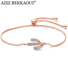 Азиз BEKKAOUI Романтический Регулируемый кактус Кристалл Браслеты для женщин Роза Золотая цепочка браслет ювелирный подарок