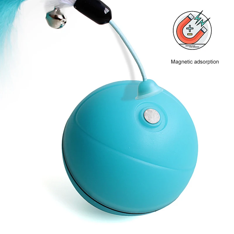 Funny Pet Dog Cat Toys Chargable LED Scrolling Glowing Balls with Feather Bell Sound Silicone Balls Agile training Catch Cat Toy5