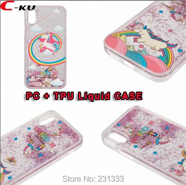 C-ku Liquid Quicksand Glitter Unicorn Hard PC TPU Case For Iphone X 8 7 PLUS 7plus I7 6 6S Star Cartoon Cover Skin Fashion 50pcs | Мобильные