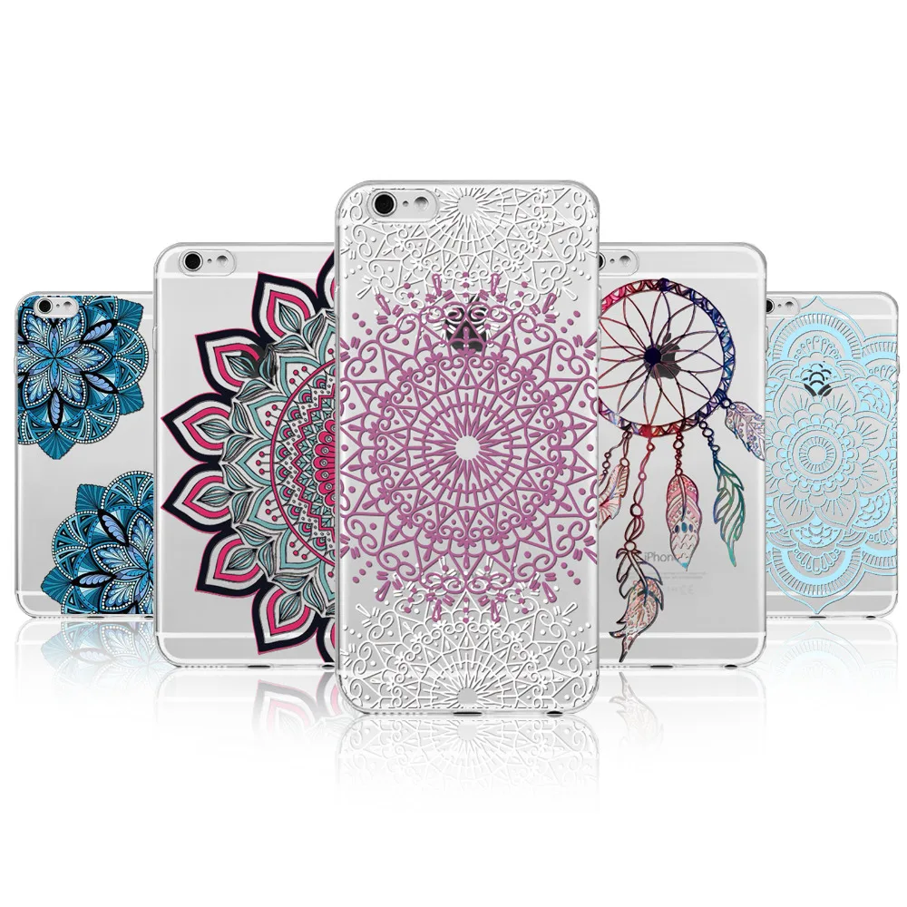 Retro Case For Apple iPhone 5 5s SE 6 6s Plus 6Plus Floral Paisley Mandala Henna Coque Clear Silicone Soft Cover Fundas