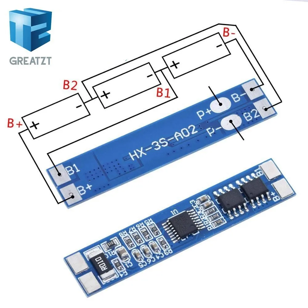 

GREATZT 3S 12V 8A Li-ion 18650 Lithium Battery Charger Protection Board 11.1V 12.6V 10A BMS Charger Protection Board
