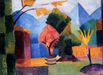 

High quality Oil painting Canvas Reproductions Garden on Lake Thun (1913) By August Macke hand painted