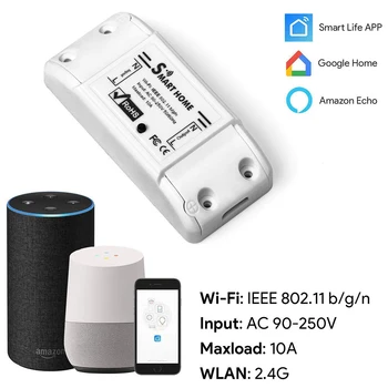 

DIY Wi-Fi Smart Light Switch Universal Breaker Timer Smart Life APP Wireless Remote Control Works with Alexa Google Home IFTTT