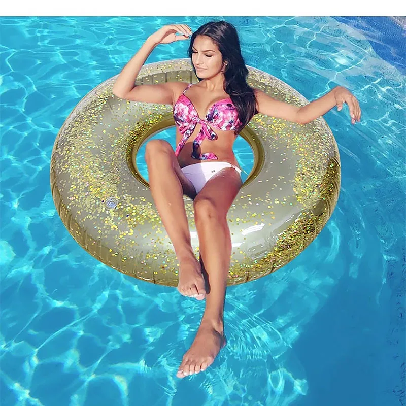 

Transparent Glitter Giant Inflatable Sequin Swimming Ring The New Shiny Pool Float Toys Summer Party Kid Adult Gift Beach Party