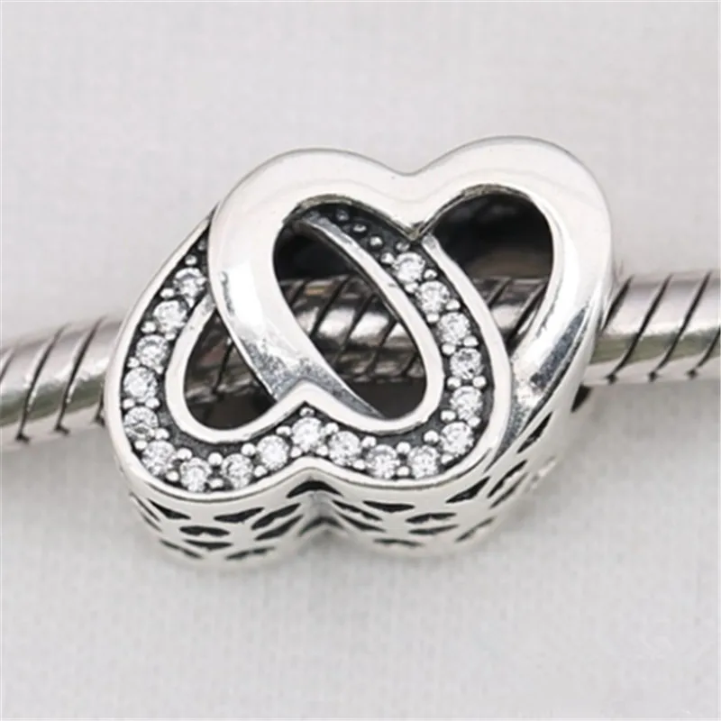 

925 sterling silver bracelet charm CZ cubic zirconia heart-shaped charm 925 sterling silver charm heart-shaped hollow charm