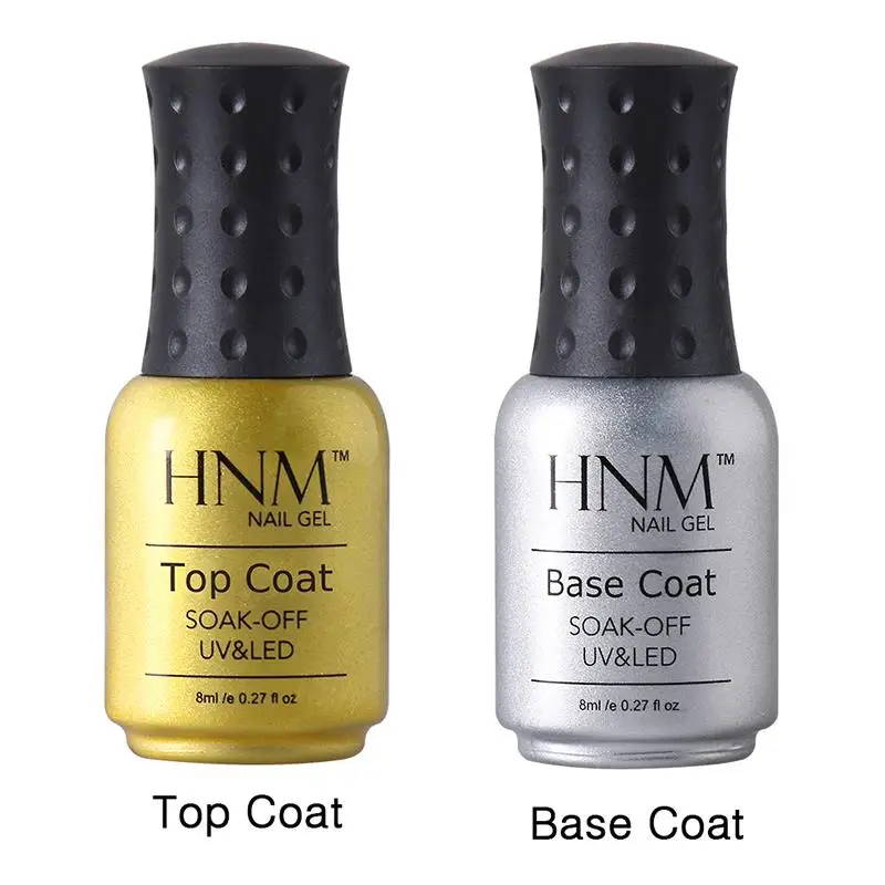 HNM 8ml Long Lasting Foundation Base Coat Top Coat Set UV LED Soak off