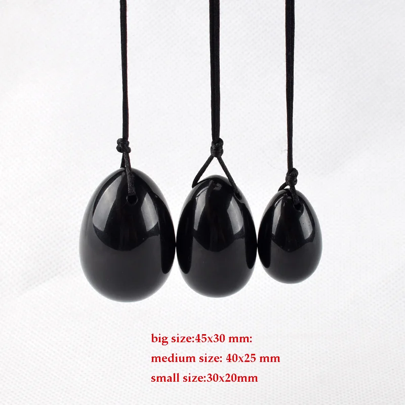 3 Teile/satz Drilled Natural black obsidian Yoni Eggs Kegel Exercise Wa Ben Ball | Дом и сад