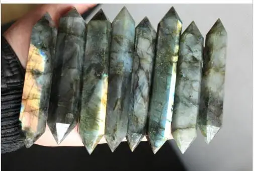 1000g Natural beautiful labradorite QUARTZ CRYSTAL WAND DT POINT HEALING